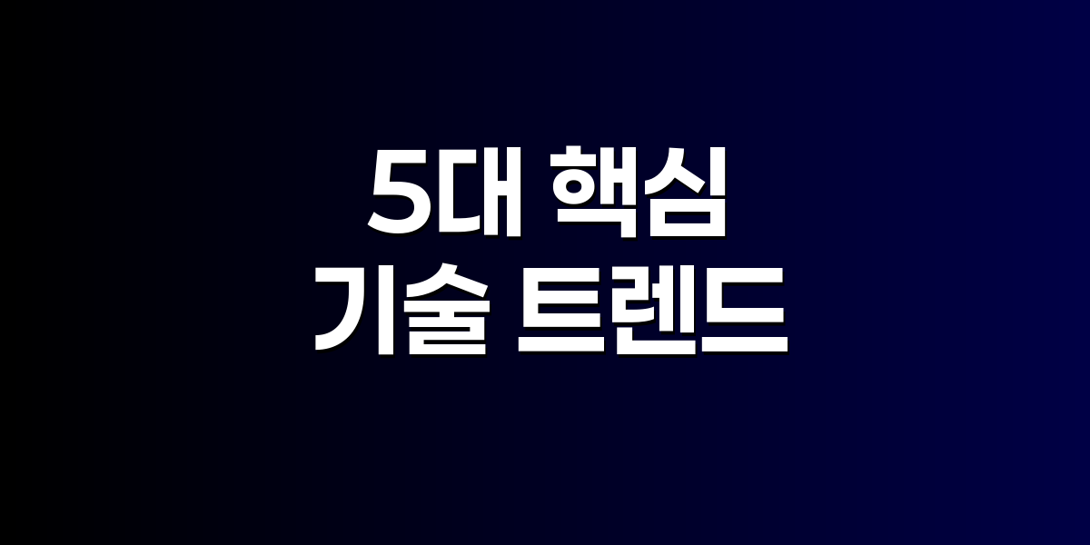 2025년 5대 핵심 기술을 나타내는 AI, 메타버스, 양자암호, 탄소중립, 로봇 아이콘