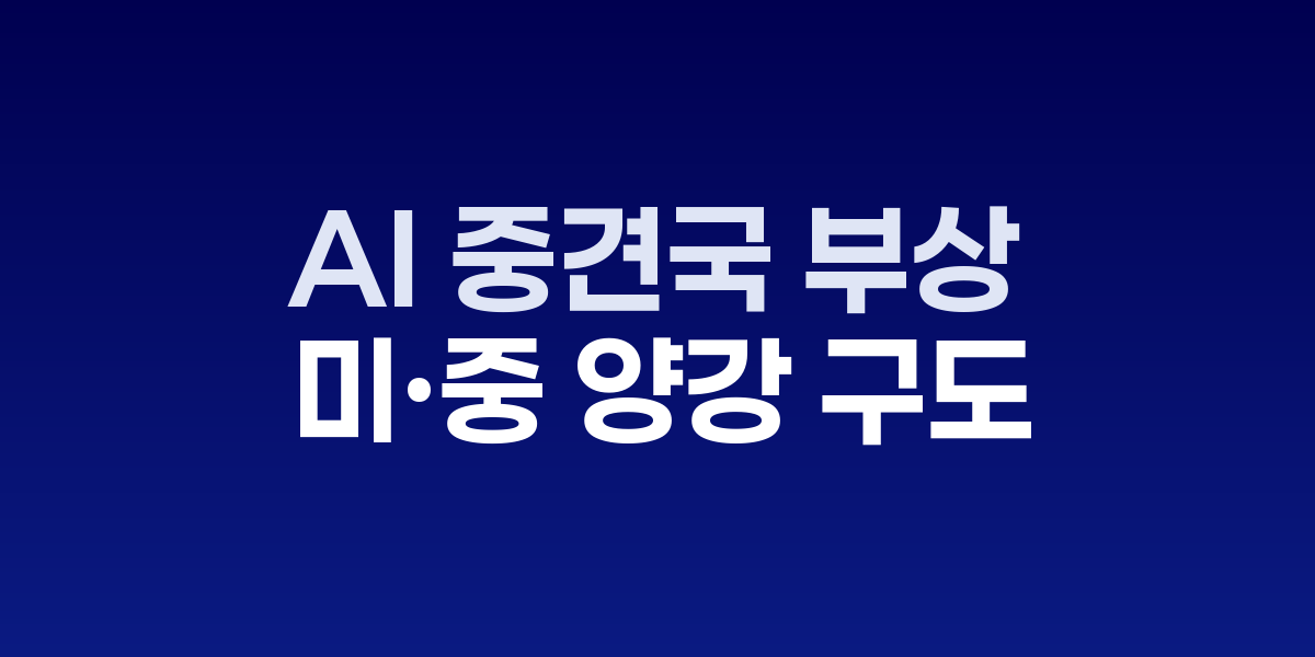 AI 기술 발전과 글로벌 경쟁 속 한국의 전략적 위치를 시각화한 이미지