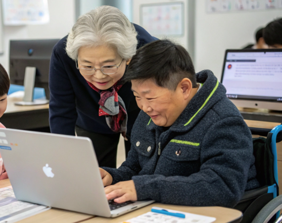 특수학교 수업 장면과 야학 교실에서 공부하는 어르신